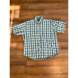 Cabela's Cotton Button Down Plaid Mens Short Sleeve Shirt‎ Size L Regular